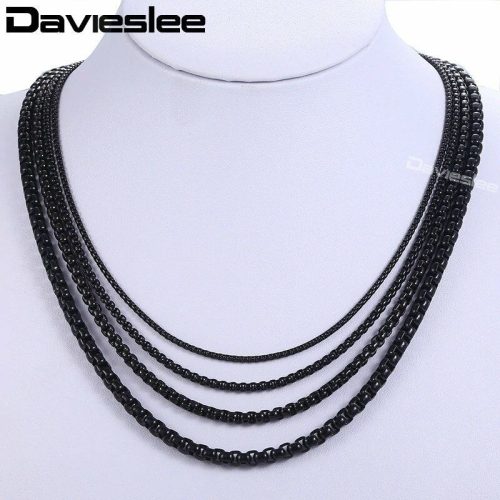 Fekete nemesacél nyaklánc, 3 mm - 60 cm