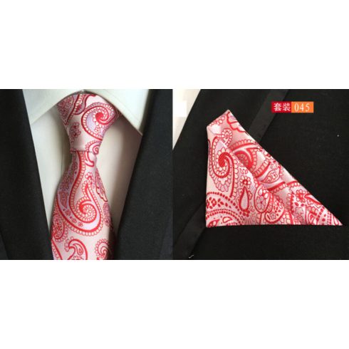 piros mintás nyakkendőszett
