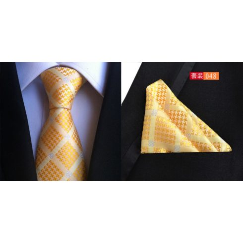 sárga mintás nyakkendőszett