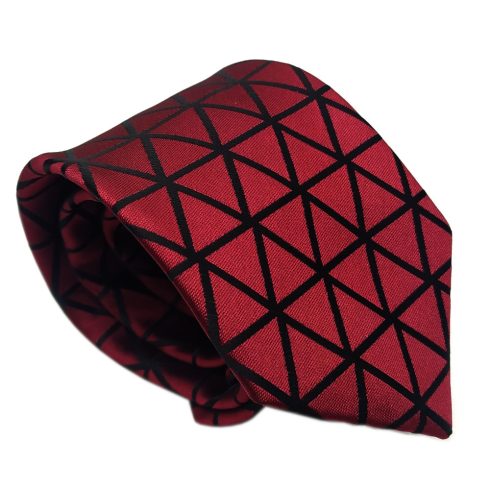 bordó-fekete geometrikus nyakkendőszett