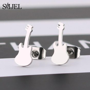 Nemesacél gitár beszúrós fülbevaló, ezüst színű