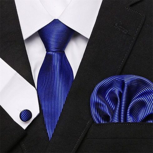 kék csíkos nyakkendőszett