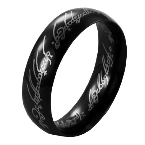 Gyűrűk ura jellegű gyűrű fekete nemesacél gyűrű, több méretben (Egy gyűrű mind fölött)