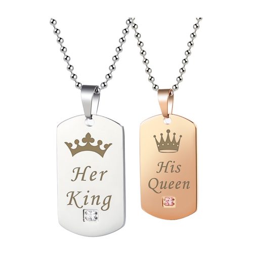 Nemesacél His Queen - Her King páros nyaklánc, ajándékdobozzal