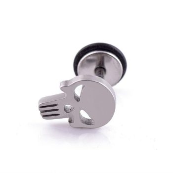 Nemesacél-punk-koponya-beszúrós-fülbevaló-ezüst-színű, 1 db