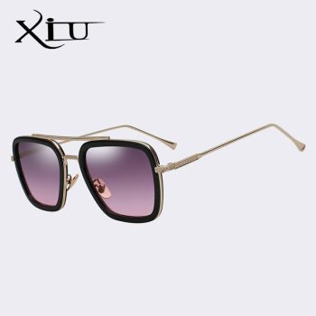   Szögletes napszemüveg, pirosas lila színátmenetes lencsével, arany kerettel