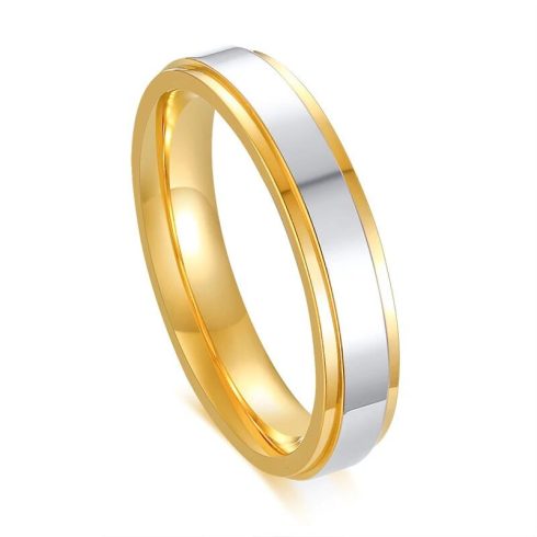 Nemesacél ezüst-arany színű karikagyűrű, 8
