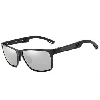 extravagáns polarizált férfi napszemüveg ezüst lencsével