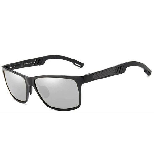 extravagáns polarizált férfi napszemüveg ezüst lencsével