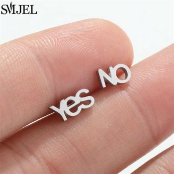 yes-no-nemesacél-fülbevaló, ezüst színű