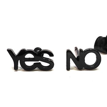 yes-no-nemesacél-fülbevaló, ezüst színű