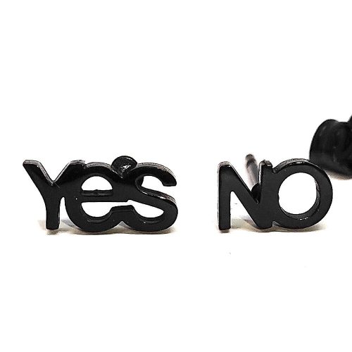 yes-no-nemesacél-fülbevaló, ezüst színű