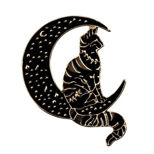 fekete-macska-a-holdon-kitűző
