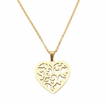 Nemesacél szív medál 45 cm-es nyaklánccal, arany színű