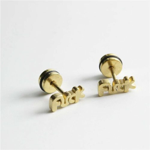 Nemesacél FUCK beszúrós fülbevaló, arany színű