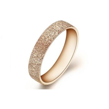   Kristályosan csillogó felületű nemesacél gyűrű, rose gold, 6