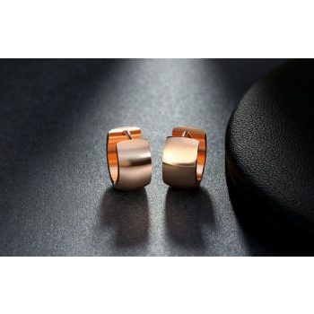   316L nemesacél beszúrós széles karika fülbevaló, rose gold színben