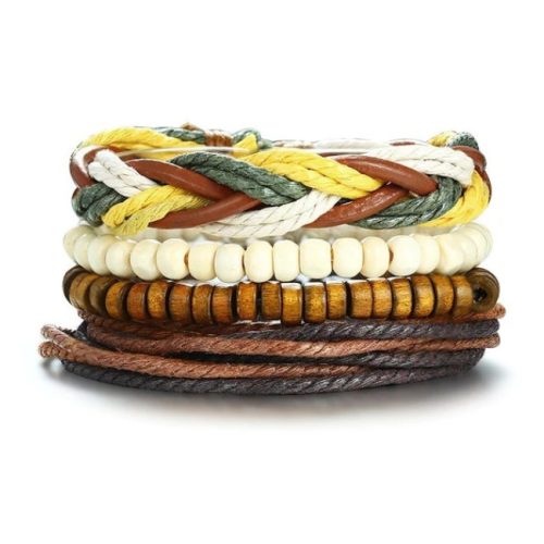 4 db-os műbőr karkötő szett, színes