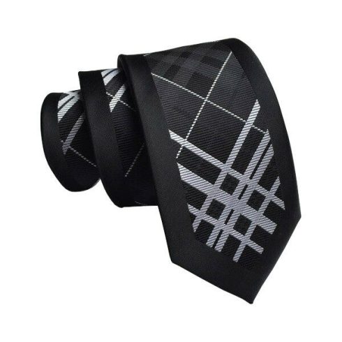Fekete-fehér mintás keskeny nyakkendő 2.