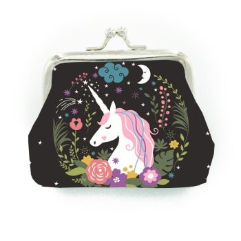 Unikornis-díszes-műbőr-pénztárca, 10x13x3 cm