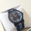 PERTEGAZ szövetszíjas cseppálló férfi karóra, fekete-kék (40 MM) - 3 ATM