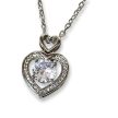 Cirkónia köves szív medál rozsdamentes acélból, lánccal, platina ezüst színben M.King márkadobozban