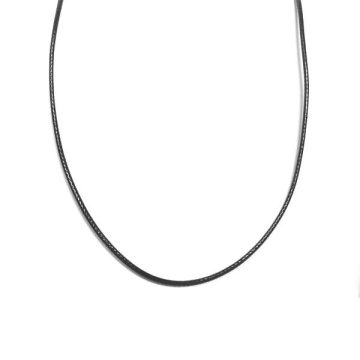 PU bőr lánc (2 mm vastag), 45+5 cm, fekete