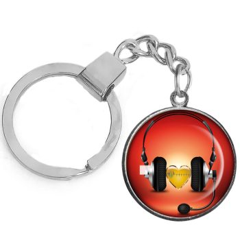 fejhallgató-kulcstartó