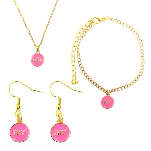 best-friends-forever-legjobb-baratok-orokke-pink-medal-nyaklanc-fulbevalo-es-karkoto-szett