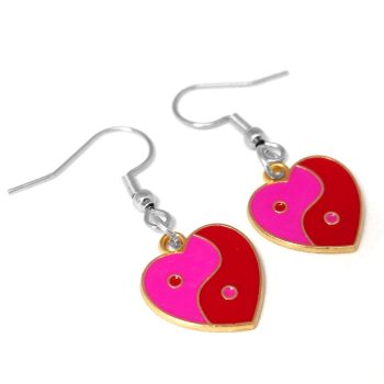 piros-pink-szív-jin-jang-fülbevaló