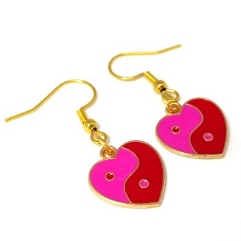 piros-pink-szív-jin-jang-fülbevaló