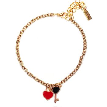 arany-színű-karkötő-fekete-tűzzománc-kulcs-és-szívcharmmal