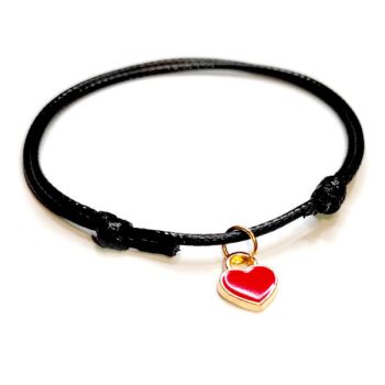 piros-zsinórszövet-karkötő-piros-tűzzománc-szív-charmmal