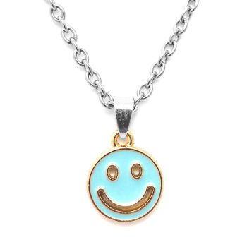 kék-smiley-medál-lánccal