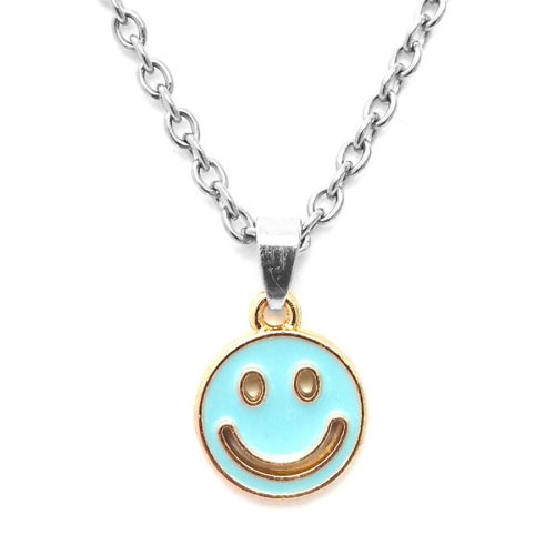 kék-smiley-medál-lánccal