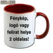 Fényképes Bögre, Piros füllel és belsővel, egy vagy két fényképpel