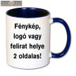 Fényképes Bögre, kék füllel és belsővel, egy vagy két fényképpel