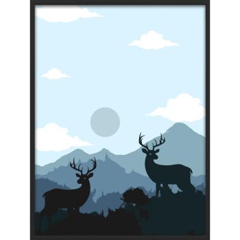 Falikép-egyedi-feliratos-szarvasok-szürkületben 