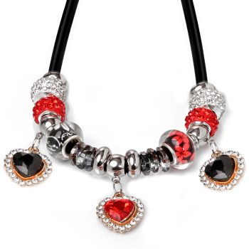 Maria-King-Bőr-és-nemesacél-uniszex-nyaklánc-szív-charmmal