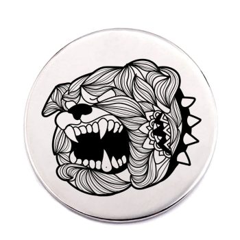 Bulldogmandala-acél-kitűző