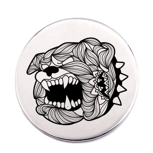 Bulldogmandala-acél-kitűző