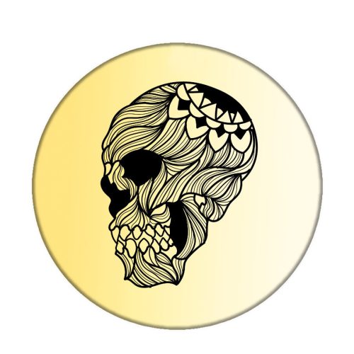 Skullmandala-acél-kitűző