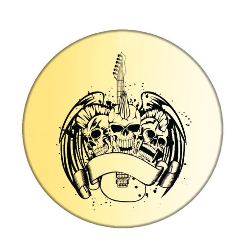 Koponyás-acél-kitűző