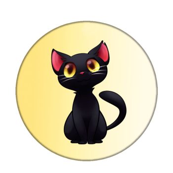 Fekete-cicás-acél-kitűző