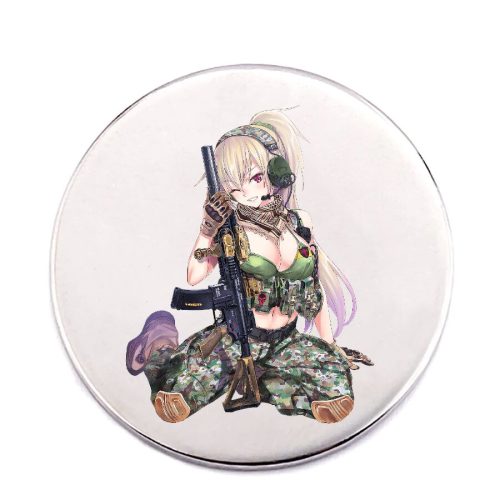 Anime-lány-acél-kitűző