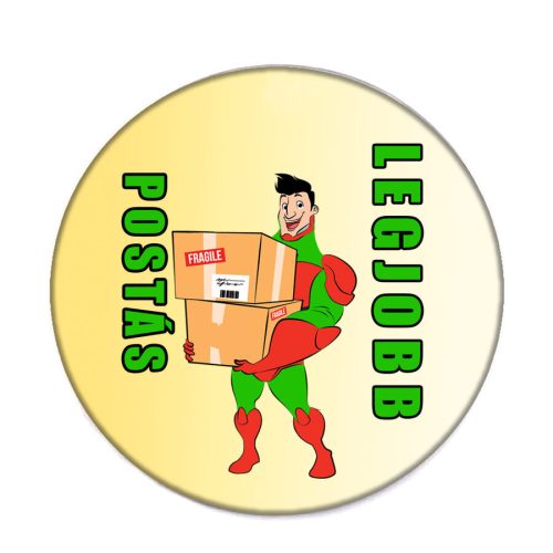 postás-acél-kitűző
