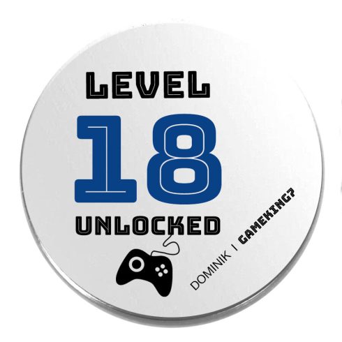 Acél-level-18-unlocked-kitűző