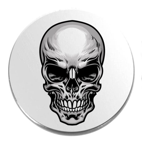 Acél-skull-kitűző