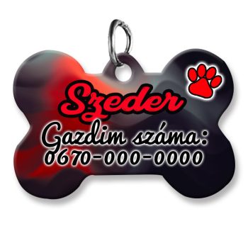 kutyabiléta-csont-alakú-fekete-piros-színátmenet-mintával