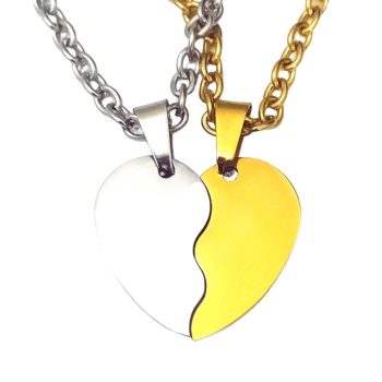   Páros nyaklánc tüköracél fél szívekkel, több méretben